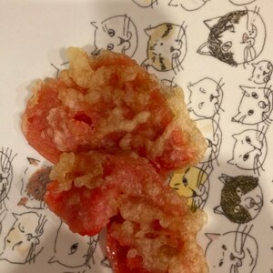 玉ねぎと紅生姜の天ぷら風みたいに焼く。